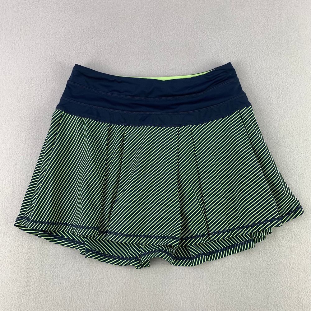 Kyodan Active Skort Skirt Women S Lime Green Striped Pleated Tennis Golf